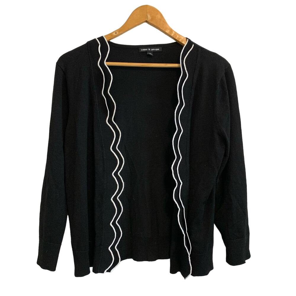Cable & Gauge Black Open Front Cardigan Sweater